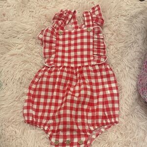 Red and White Checkered Kids Romper
